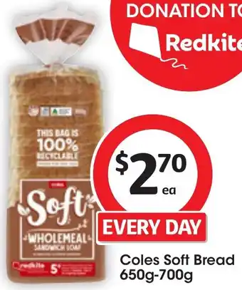 Coles Coles Soft Bread 650g-700g offer