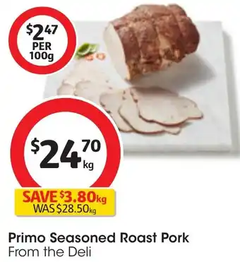 Coles Primo Seasoned Roast Pork offer