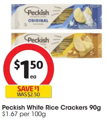 Coles Peckish White Rice Crackers 90g offer