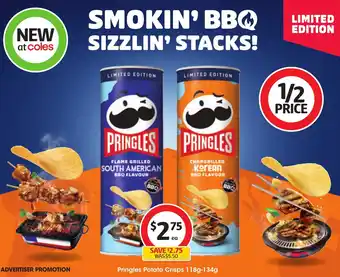 Coles Pringles Potato Crisps 118g-134g offer