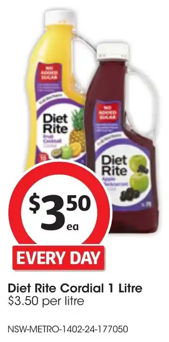 Coles Diet Rite Cordial 1 Litre offer