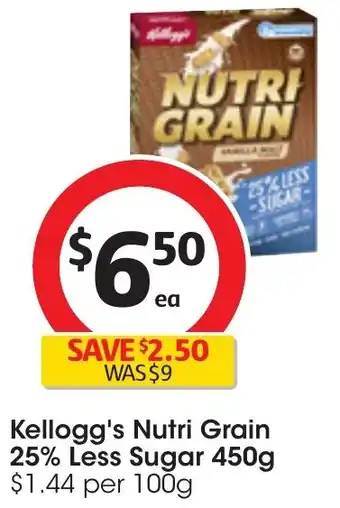 Coles Kellogg's Nutri Grain 25% Less Sugar 450g offer