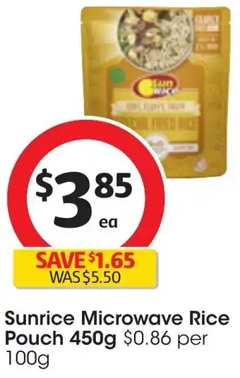 Coles Sunrice Microwave Rice Pouch 450g offer