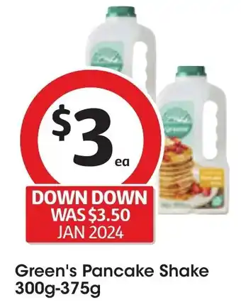 Coles Green's Pancake Shake 300g-375g offer