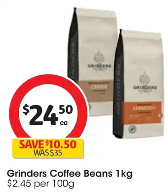 Coles Grinders Coffee Beans 1kg offer