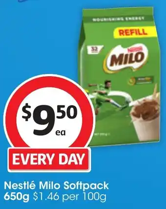 Coles Nestlé Milo Softpack 650g offer