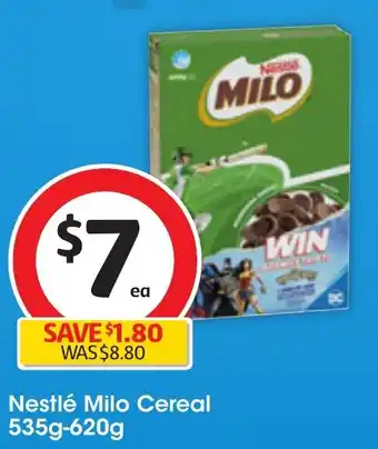 Coles Nestlé Milo Cereal 535g-620g offer