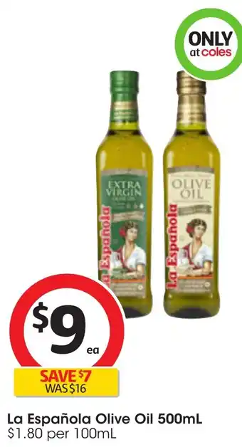 Coles La Española Olive Oil 500mL offer