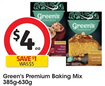 Coles Green's Premium Baking Mix 385g-630g offer