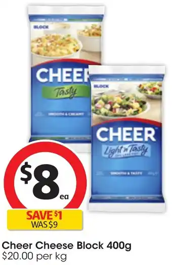 Coles Cheer Cheese Block 400g offer