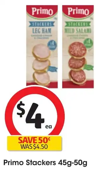 Coles Primo Stackers 45g-50g offer
