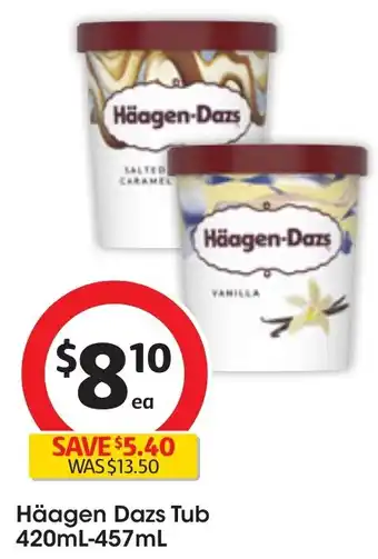 Coles Häagen Dazs Tub 420mL-457mL offer