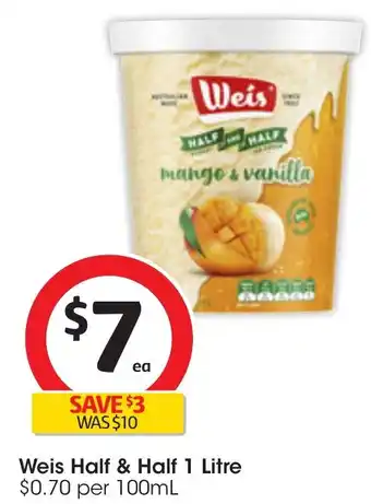 Coles Weis Half & Half 1 Litre offer