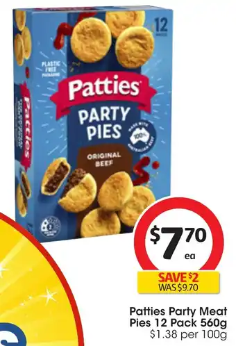 Coles Patties Party Meat Pies 12 Pack 560g offer
