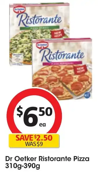 Coles Dr Oetker Ristorante Pizza 310g-390g offer