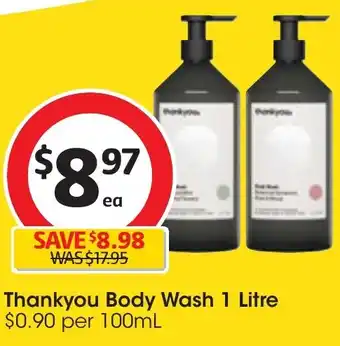 Coles Thankyou Body Wash 1 Litre offer
