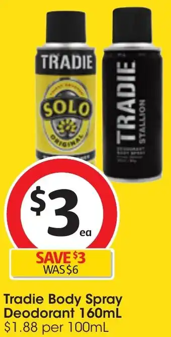 Coles Tradie Body Spray Deodorant 160mL offer