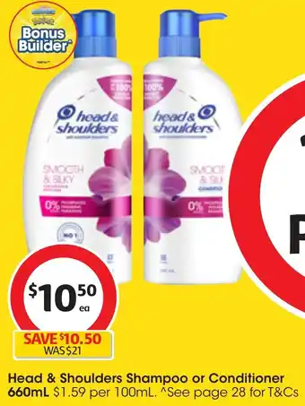 Coles Head & Shoulders Shampoo or Conditioner 660mL offer