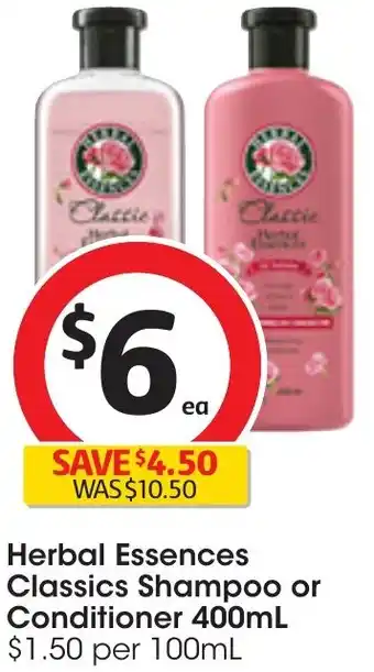 Coles Herbal Essences Classics Shampoo or Conditioner 400mL offer
