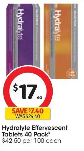Coles Hydralyte Effervescent Tablets 40 Pack offer