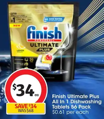 Coles Finish Ultimate Plus All In 1 Dishwashing Tablets 56 Pack offer