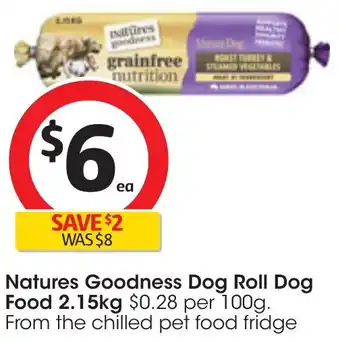 Coles Natures Goodness Dog Roll Dog Food 2.15kg offer