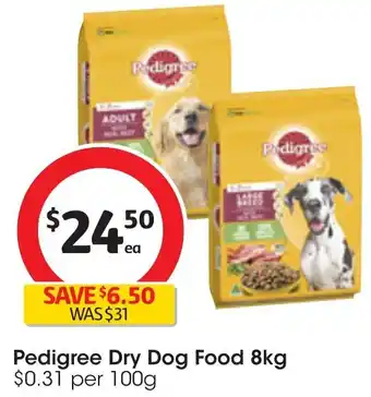Coles Pedigree Dry Dog Food 8kg offer