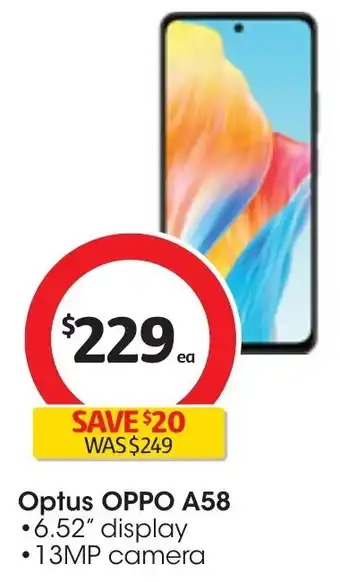 Coles Optus OPPO A58 offer