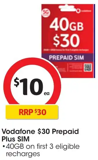 Coles Vodafone Prepaid Plus SIM offer