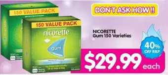 Your Discount Chemist NICORETTE Gum 150 Varieties offer