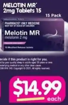 Your Discount Chemist MELOTIN MR 2mg Tablets 15 offer
