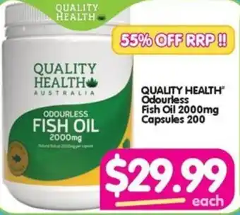 Your Discount Chemist QUALITY HEALTH Odourless Fish Oil 2000mg Capsules 200 offer