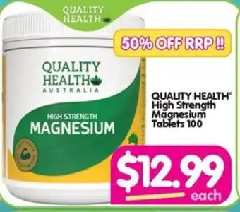 Your Discount Chemist QUALITY HEALTH High Strength Magnesium Tablets 100 offer