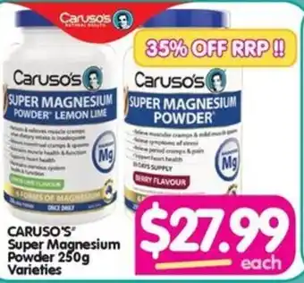 Your Discount Chemist CARUSO'S Super Magnesium Powder 250g Varieties offer