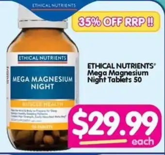 ETHICAL NUTRIENTS Mega Magnesium Night Tablets 50