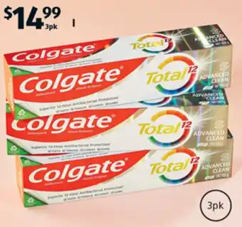 ALDI Colgate Total Advanced Toothpaste 3 x 200g offer