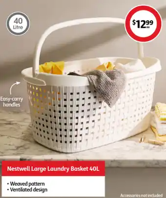 Coles Nestwell Large Laundry Basket 40L offer