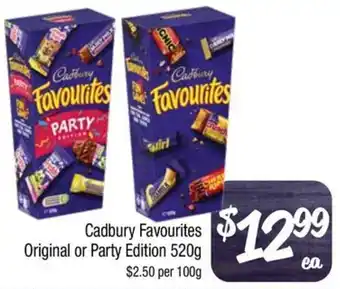 Farmer Jack's Cadbury Favourites Original or Party Edition 520g offer