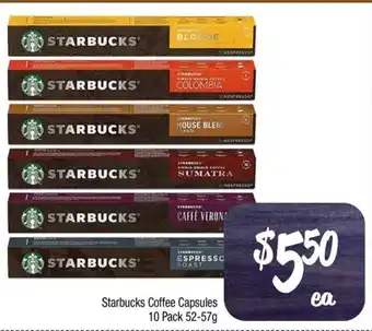 Farmer Jack's Starbucks Coffee Capsules 10 Pack 52-57g offer