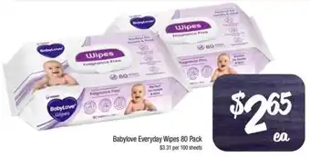 Babylove Everyday Wipes 80 Pack