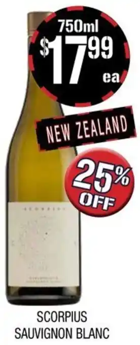Farmer Jack's SCORPIUS SAUVIGNON BLANC 750ml offer