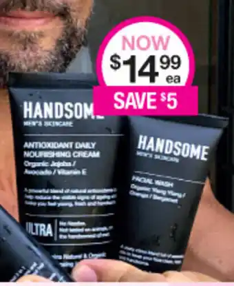 Priceline Handsome Men's Skincare Nourishing Cream or Facial Wash offer