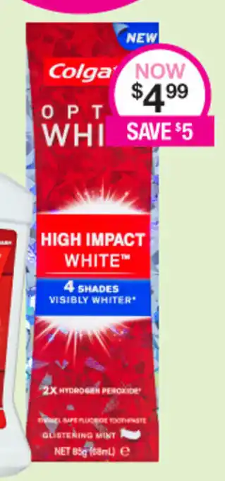 Priceline Colgate Optic White Toothpaste offer