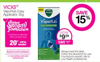 Priceline Vicks VapoRub Easy Applicator 35g offer