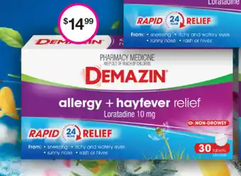 Priceline Demazin Allergy + Hayfever Relief Loratadine 10mg - 30 Tablets offer