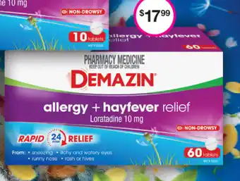 Priceline Demazin Allergy + Hayfever Relief Loratadine 10mg - 60 Tablets offer