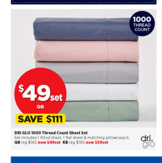 DRI GLO 1000 Thread Count Sheet Set 