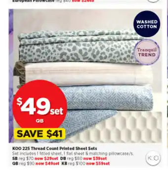 Spotlight Koo 225 Thread Count Printed Sheet Sets - QB offer