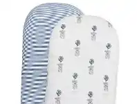 Baby Bunting Living Textiles Koala Moses/Pram Fitted Sheet Koala/Navy Stripe 2 Pack offer