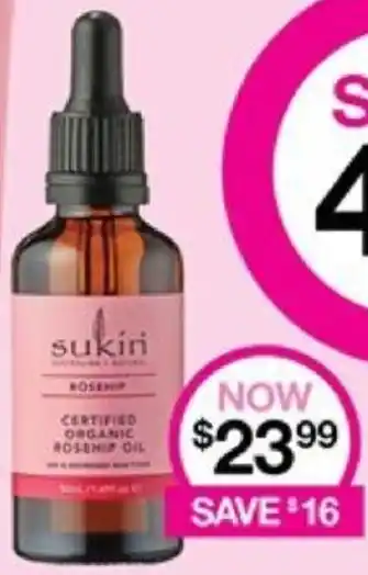 Priceline sukin Rosehip CERTIFIED ORGANIC ROSEHIP OIL offer